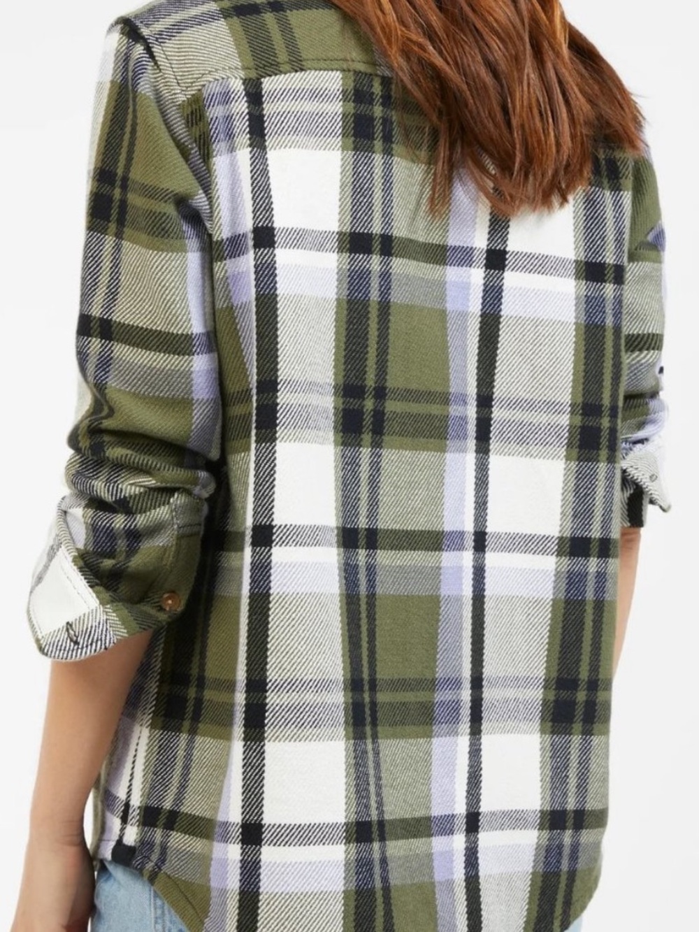 Outerknown Women's Blanket Shirt Button Ip Rugged Olive Essex Plaid Woman’s XL - Picture 3 of 13